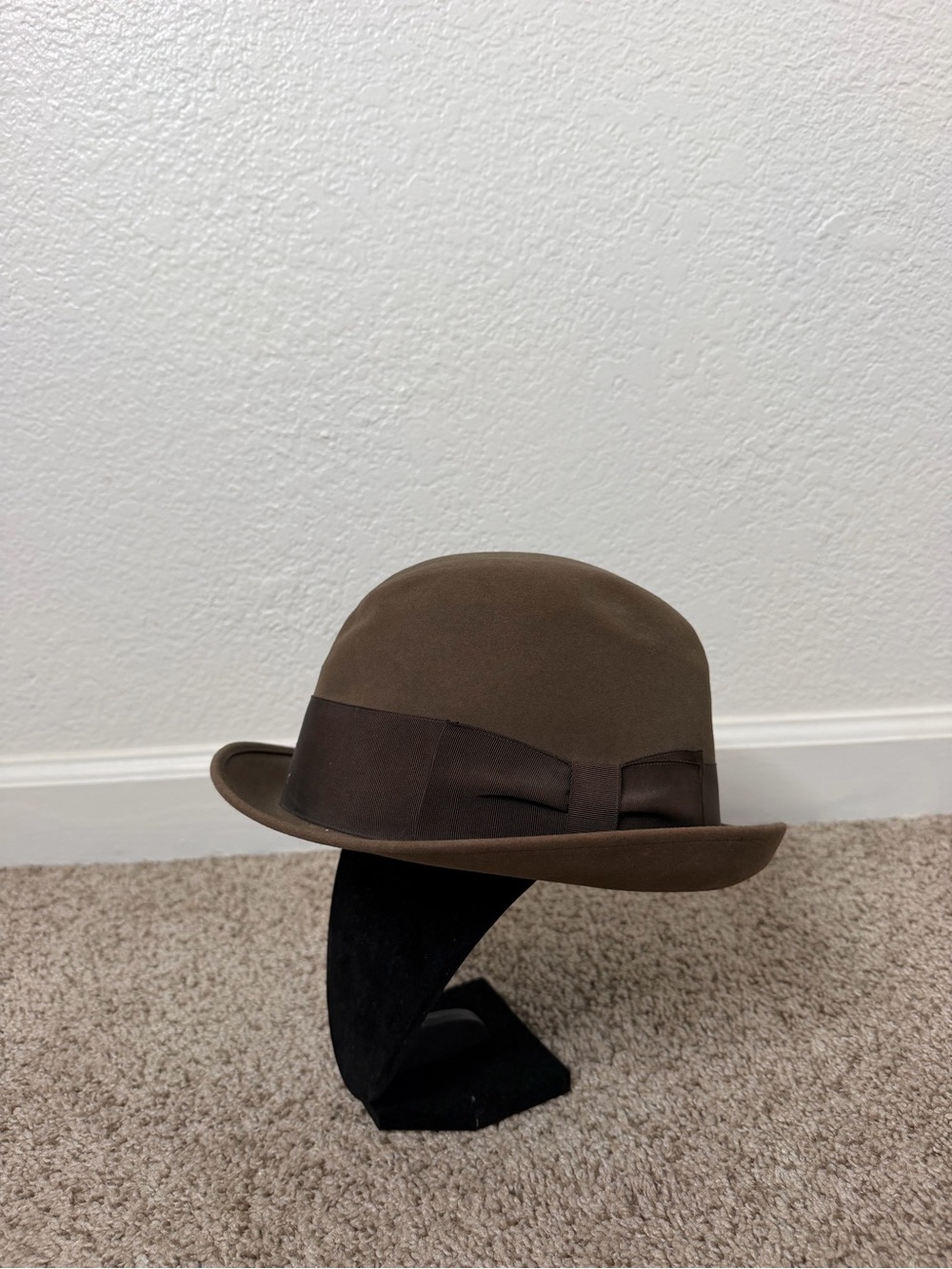Vintage Knox Black Ivy Fur Felt Derby Hat 7 1/8